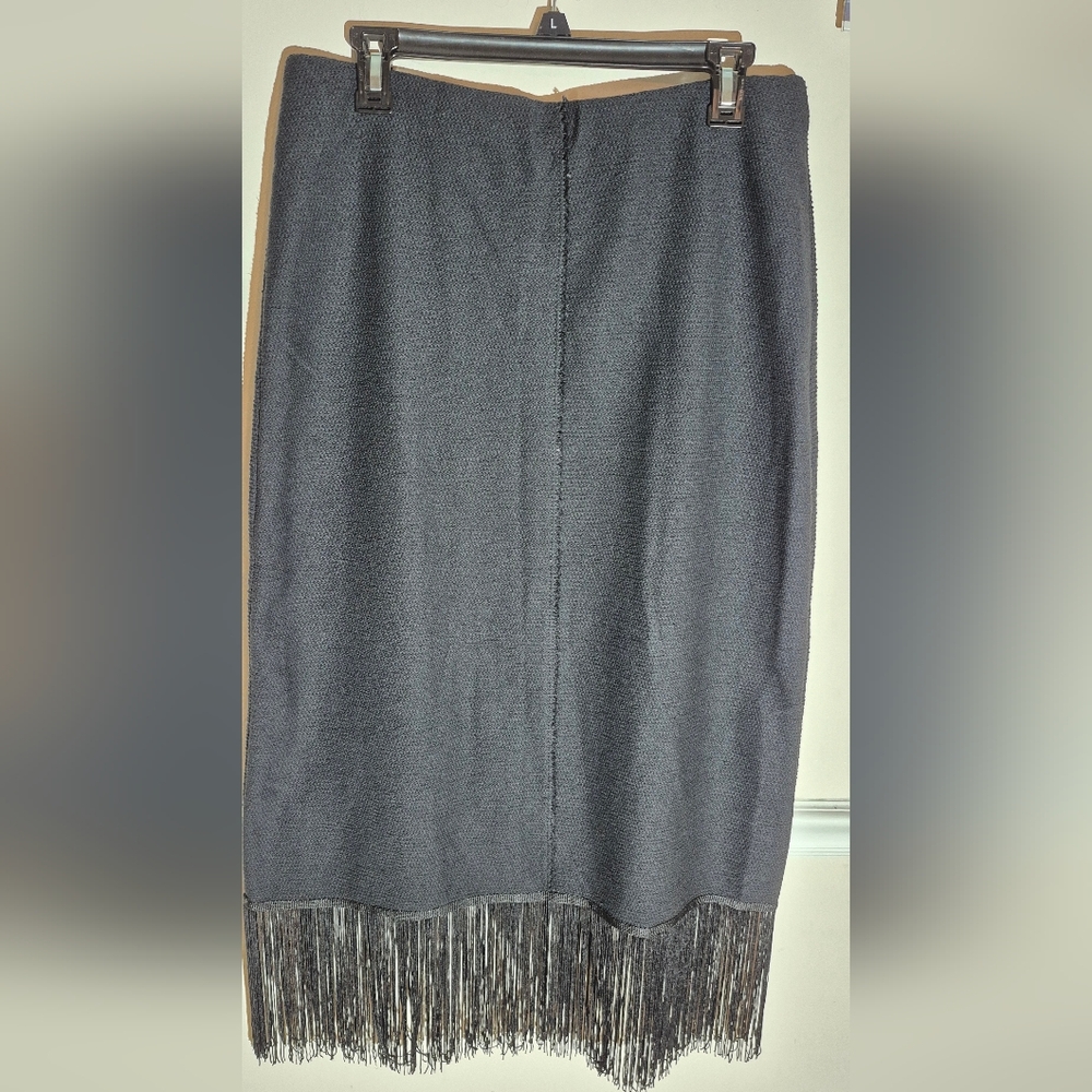 Zara Black Fringe Maxi Skirt